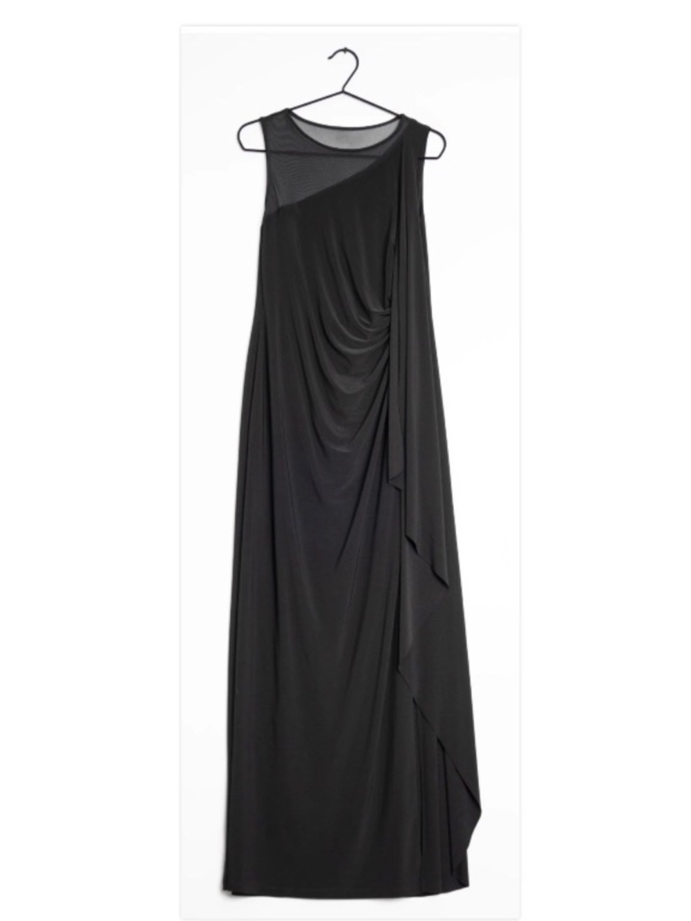 LAUREN Ralph Lauren SIZE 18 Black Jersey Formal Maxi Dress Graceful Drape